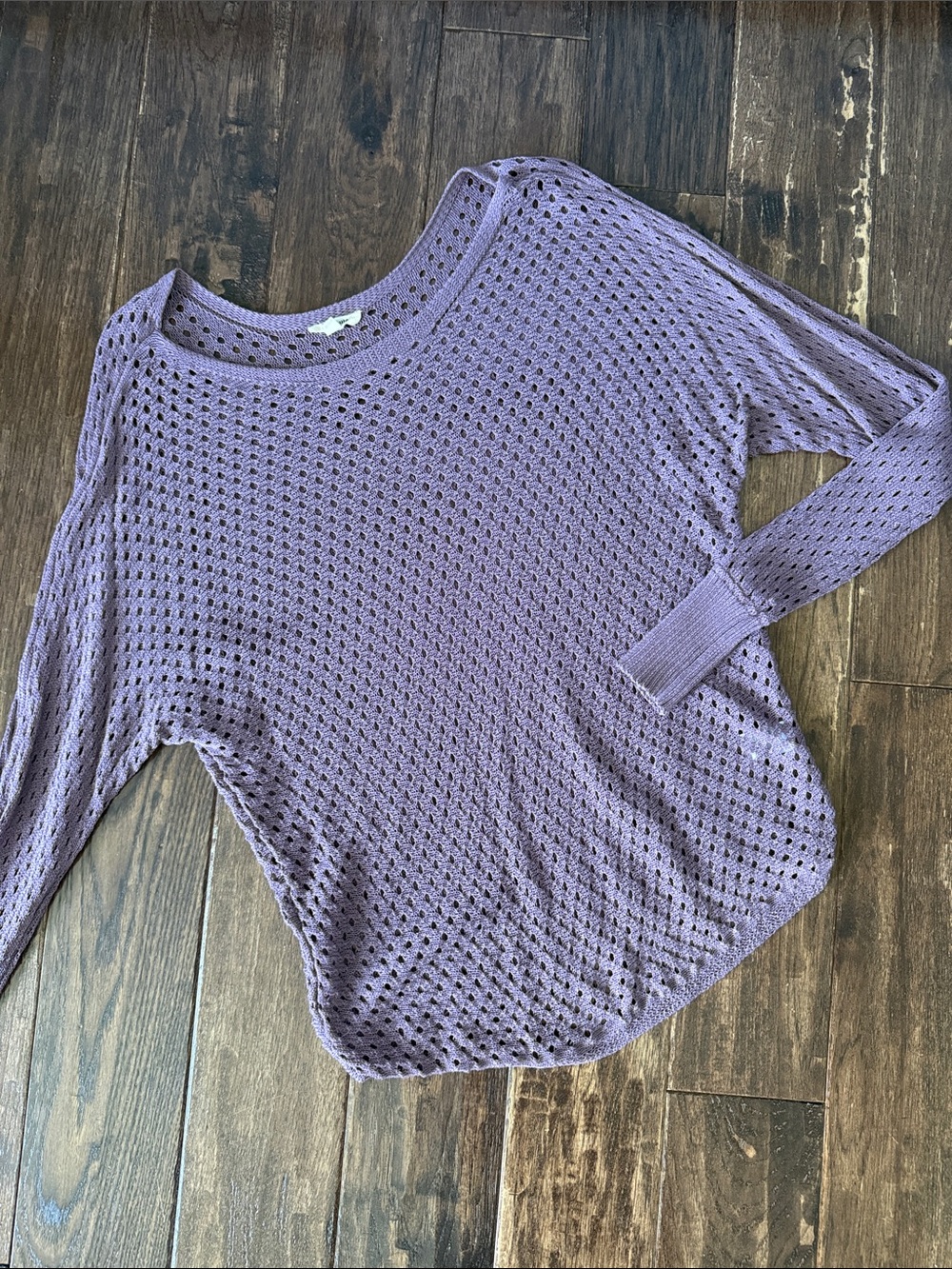 Open-Knit Lavender Pullover Sweater Top